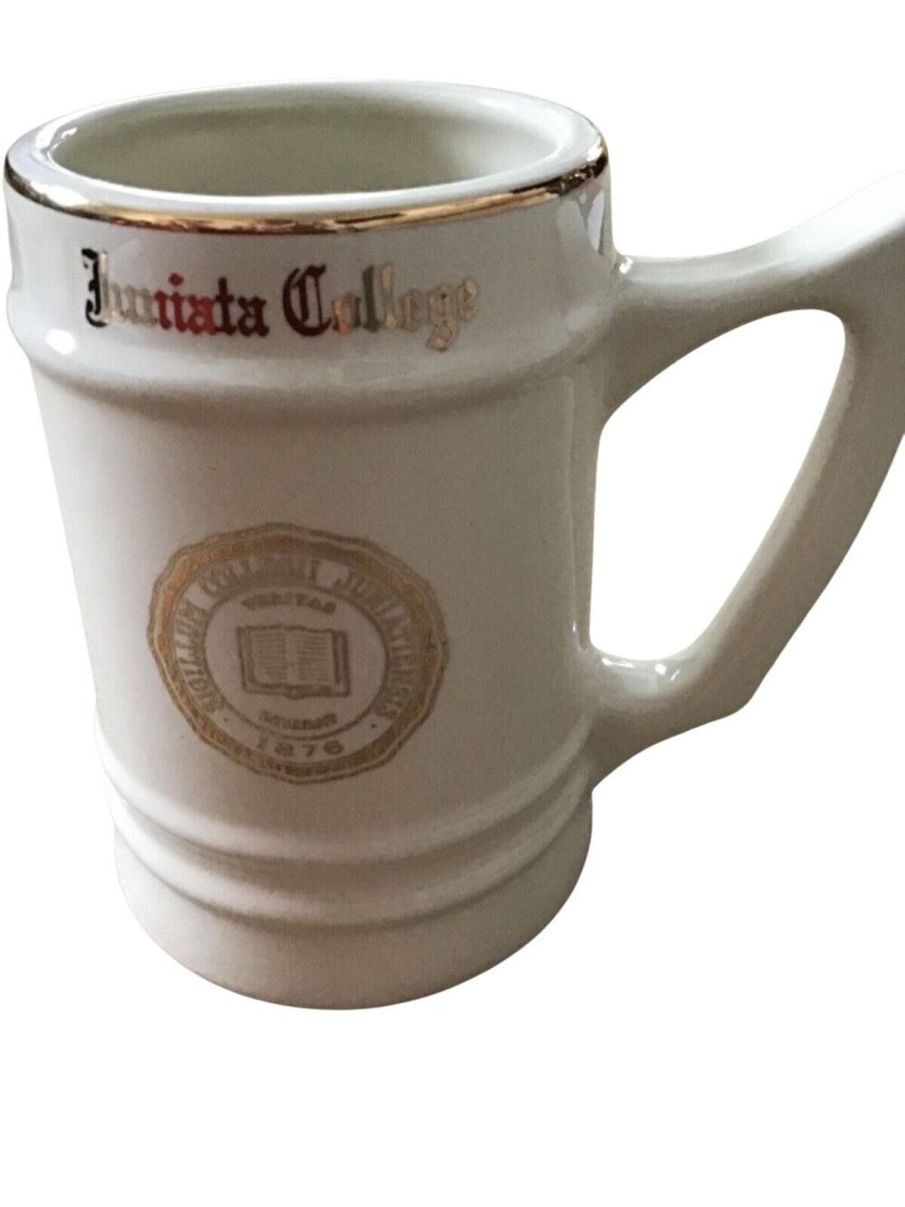 VTG Juniata College Ceramic Beer Stein Mug Gold Trim WC Bunting East Liverpool⁠